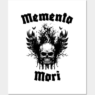 Memento Mori - Winged Skull in Black Posters and Art